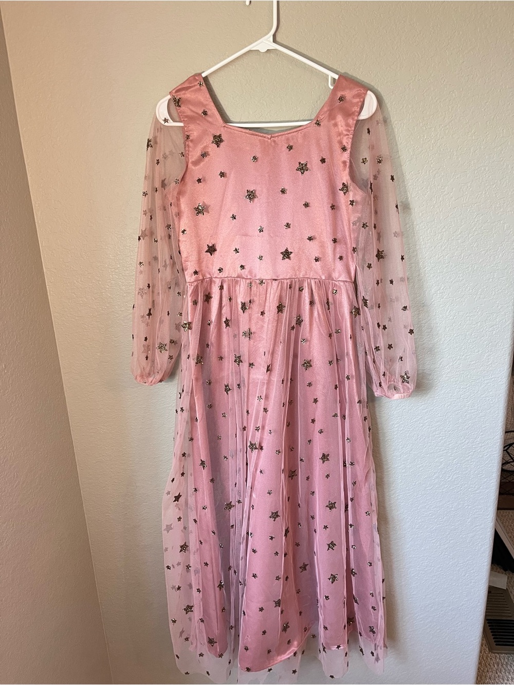 NWOT Mia Joy Joyfolie Pink Gold Star Tulle Maxi Dress Sz 14 Costume Celestial
